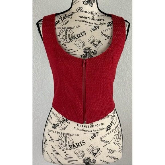 Bebe Vintage Y2K Women's Front Zip Red Vest Rodeo Western Coyote Ugly, size 10 - Picture 2 of 9